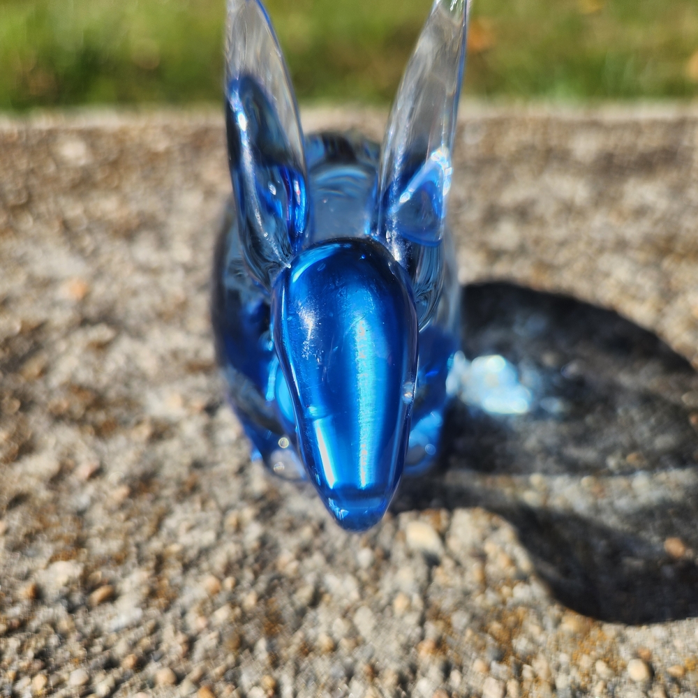 Light Blue Glass Bunny Rabbit Figurine - Picture 6 of 10